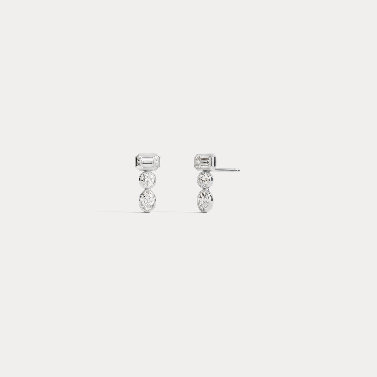 Geometric Mixed-Cut Lab-Grown Diamond Stud Earrings - Earrings
