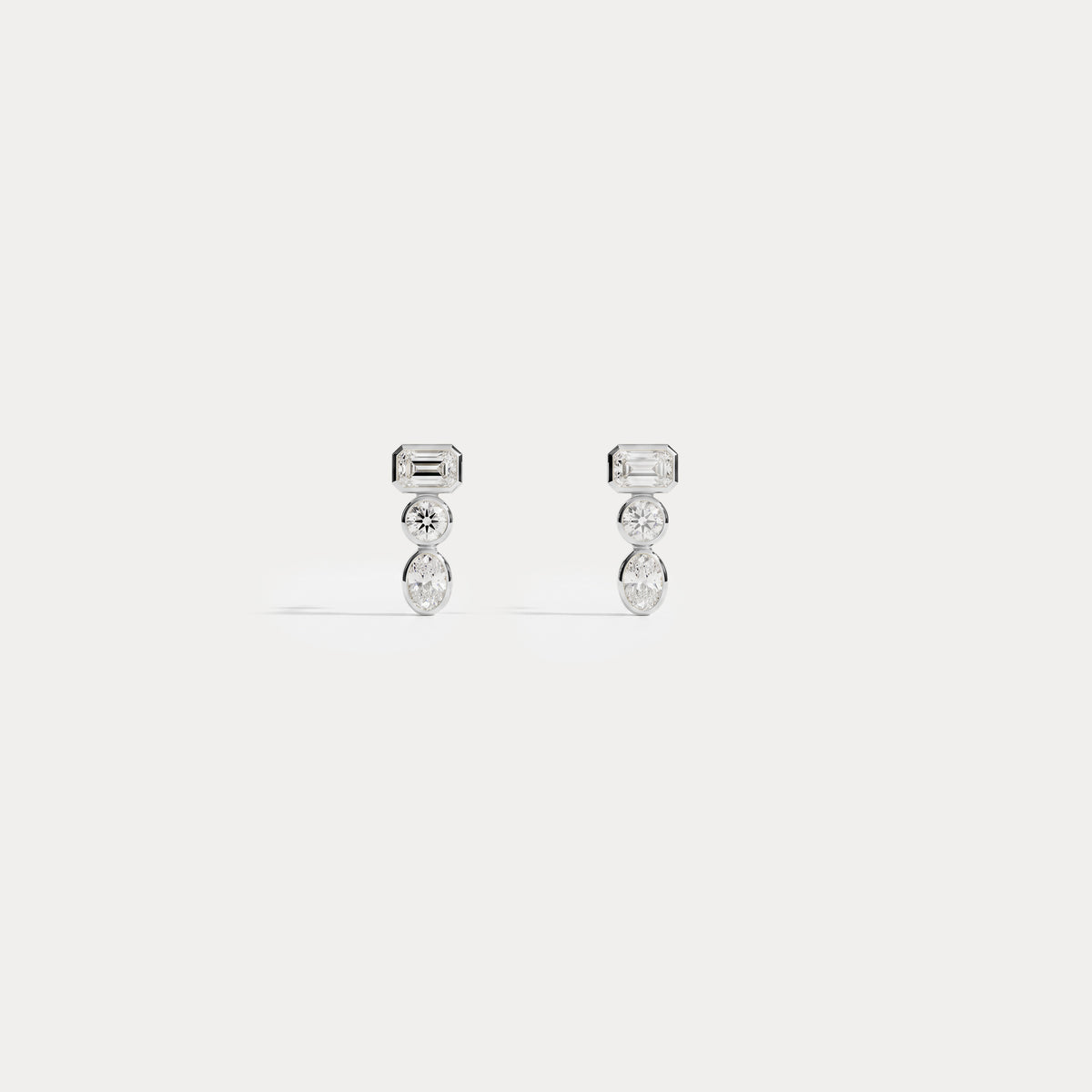 Geometric Mixed-Cut Lab-Grown Diamond Stud Earrings - Earrings