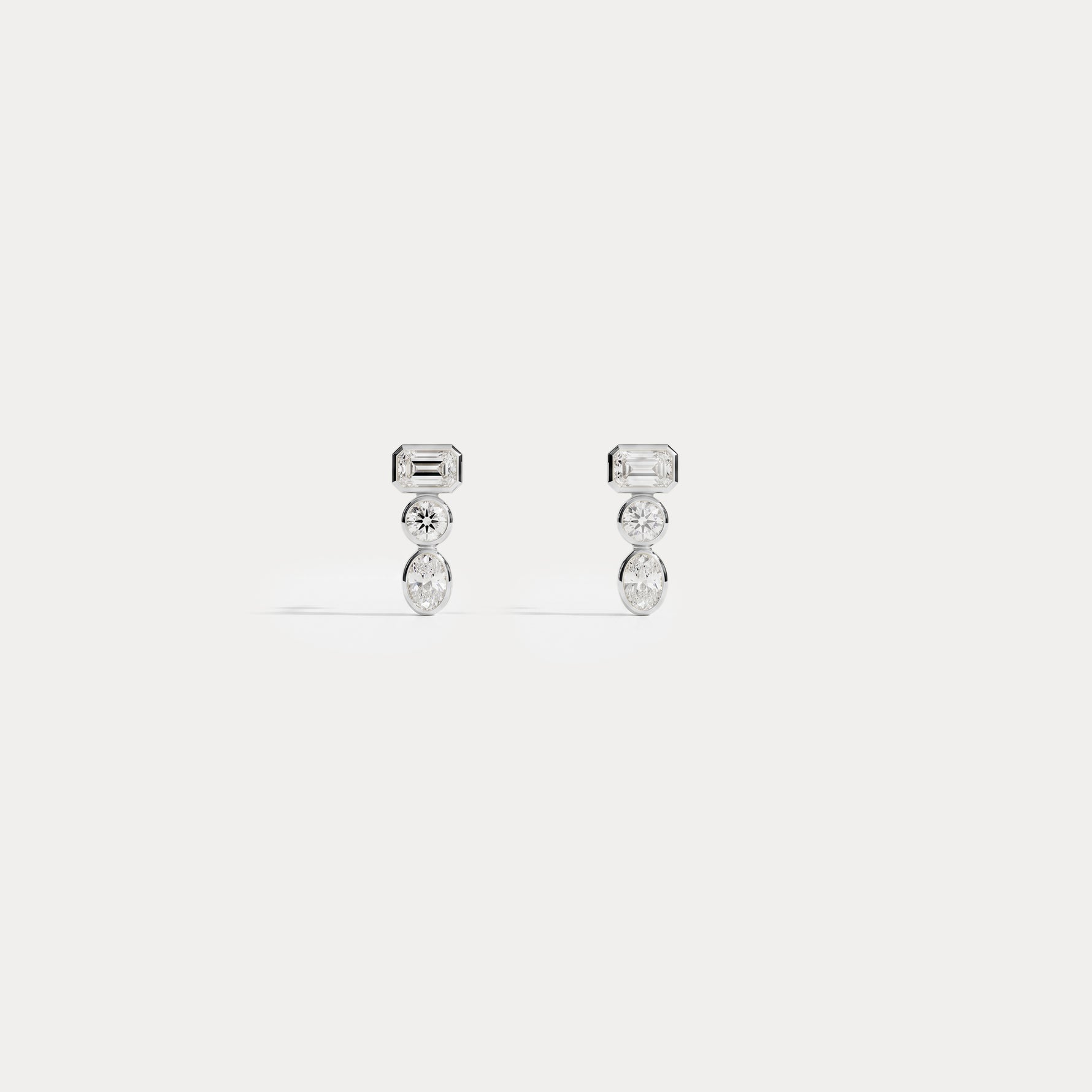 Geometric Mixed-Cut Lab-Grown Diamond Stud Earrings - Earrings