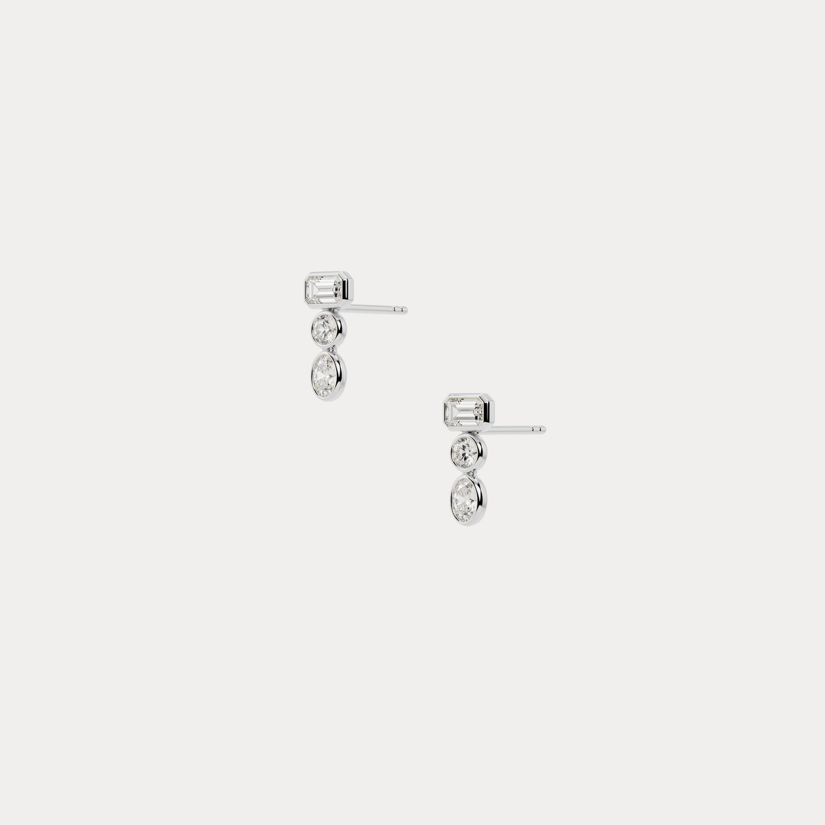Geometric Mixed-Cut Lab-Grown Diamond Stud Earrings - Earrings