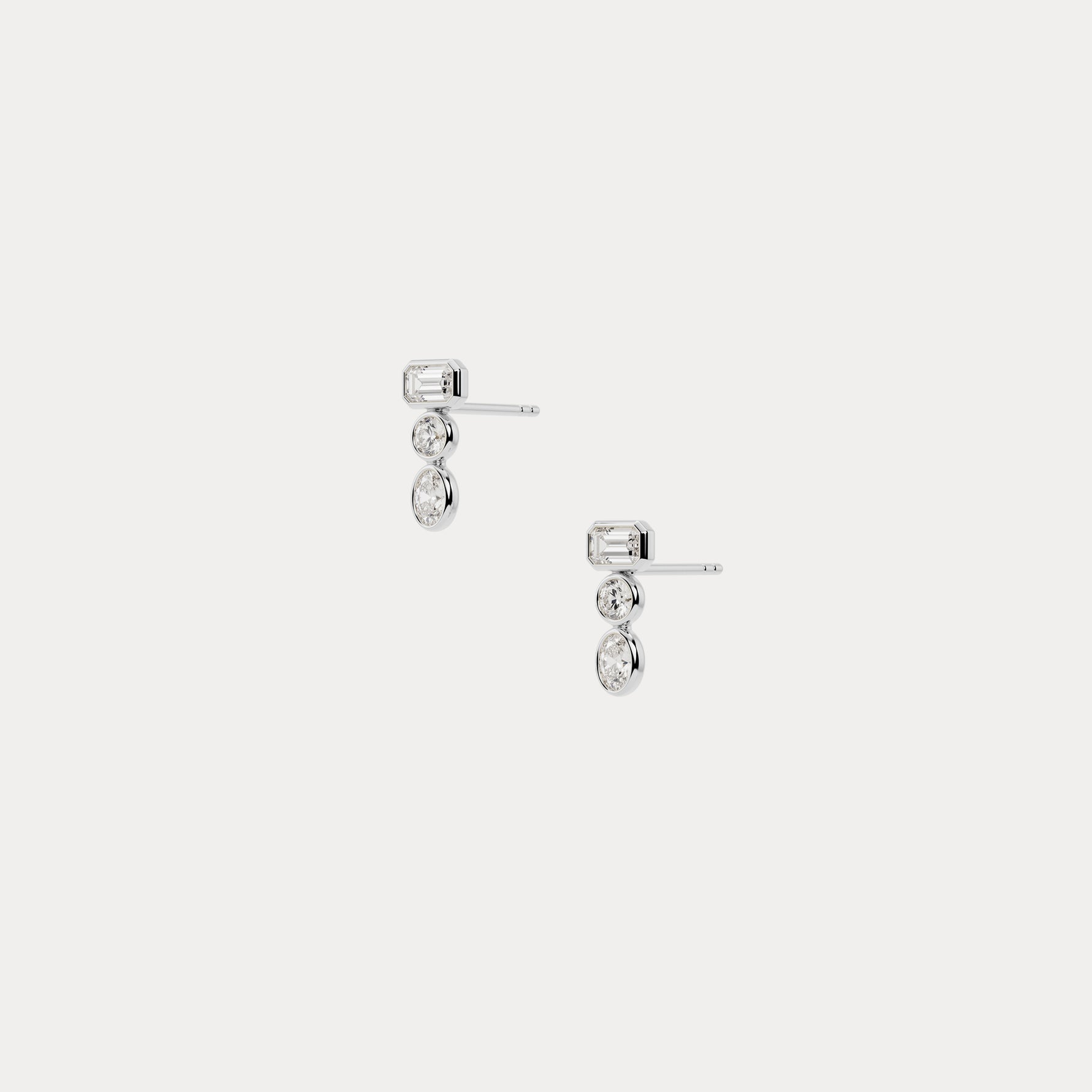 Geometric Mixed-Cut Lab-Grown Diamond Stud Earrings - Earrings