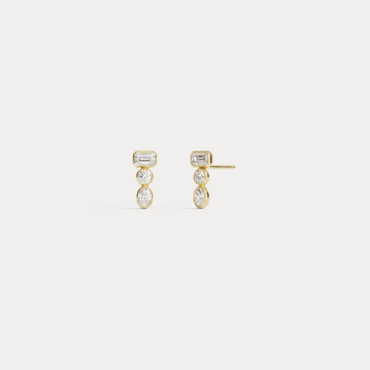 Geometric Mixed-Cut Lab-Grown Diamond Stud Earrings - Earrings