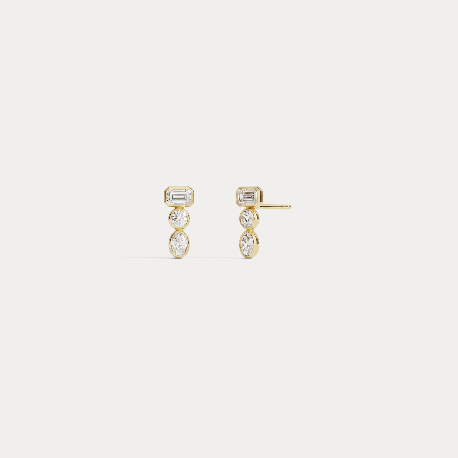 Geometric Mixed-Cut Lab-Grown Diamond Stud Earrings - Earrings