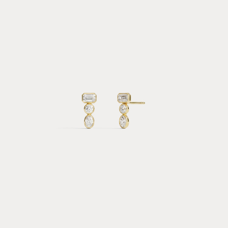Geometric Mixed-Cut Lab-Grown Diamond Stud Earrings - Earrings
