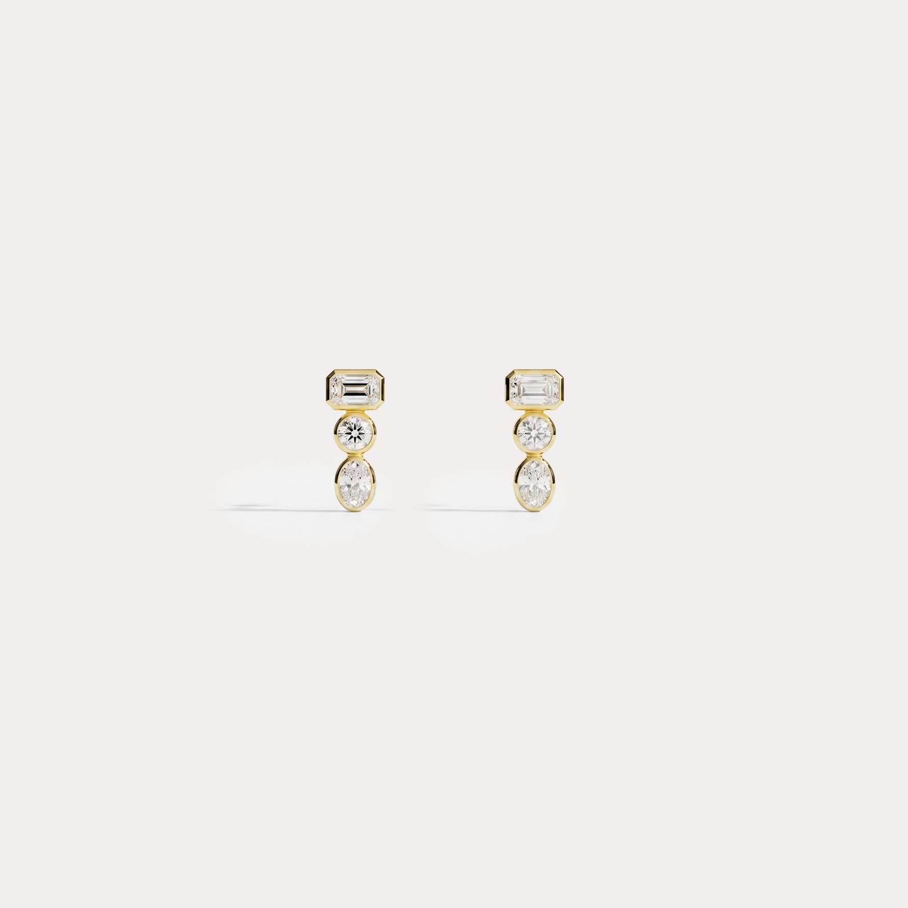 Geometric Mixed-Cut Lab-Grown Diamond Stud Earrings - Earrings