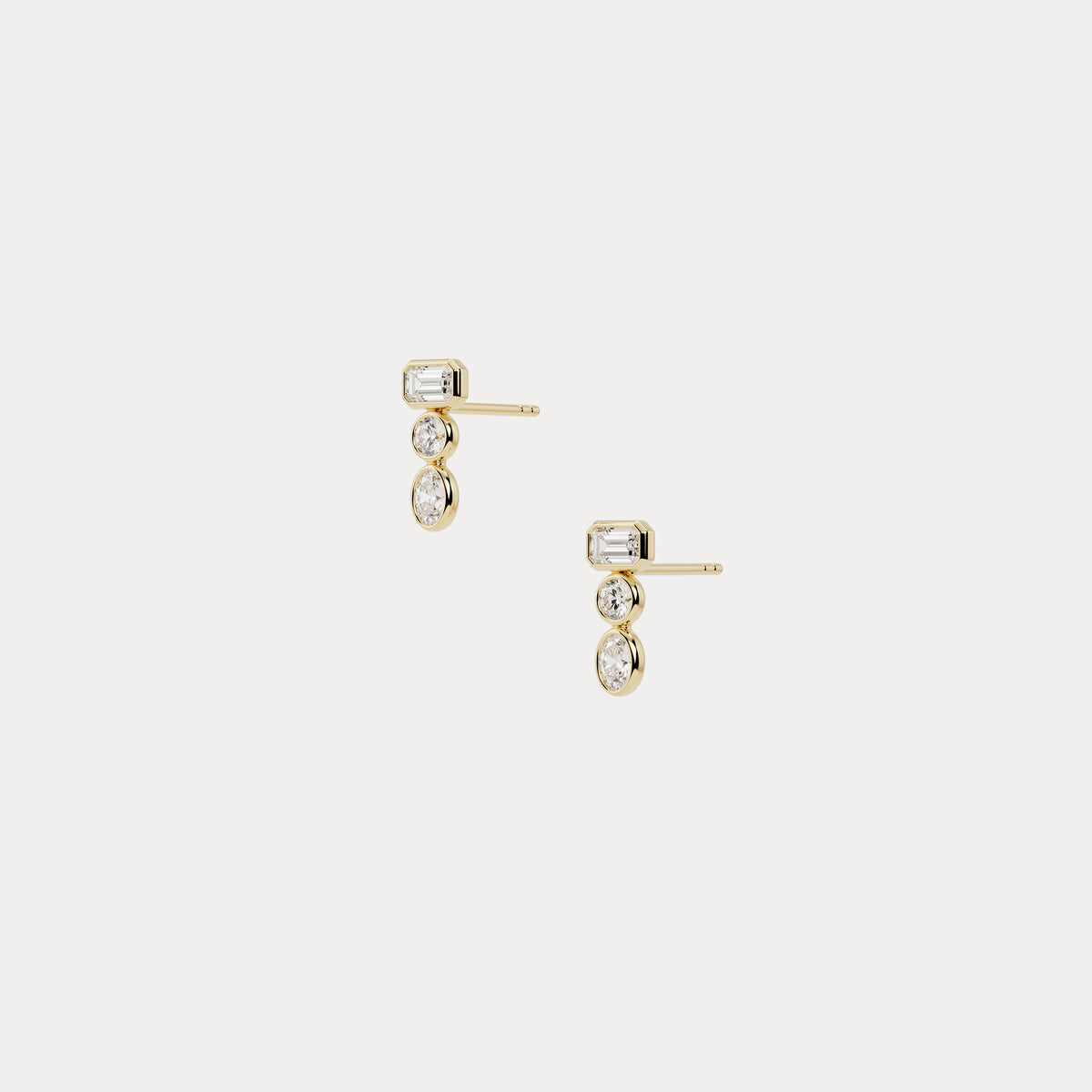 Geometric Mixed-Cut Lab-Grown Diamond Stud Earrings - Earrings