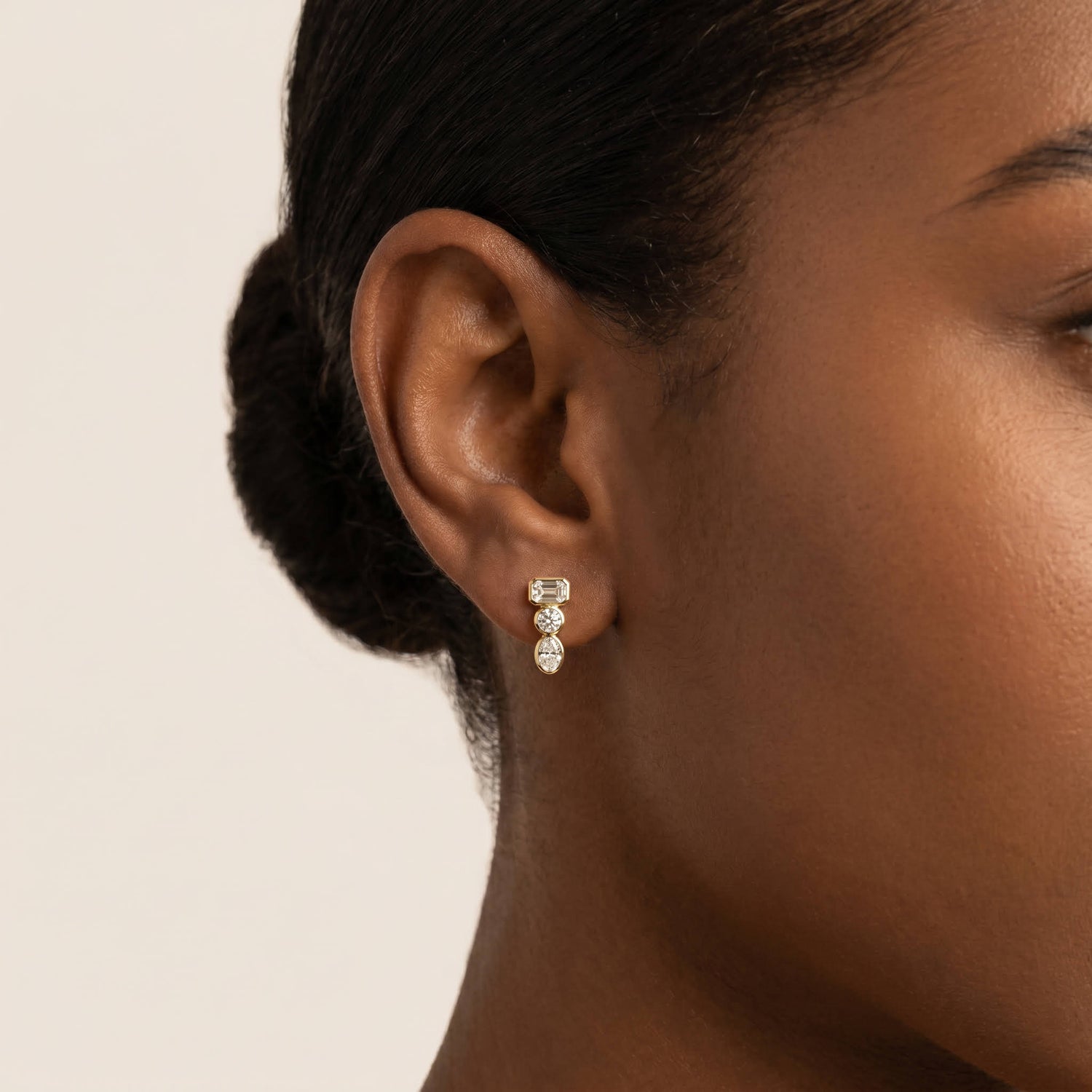 Geometric Mixed-Cut Lab-Grown Diamond Stud Earrings - Earrings