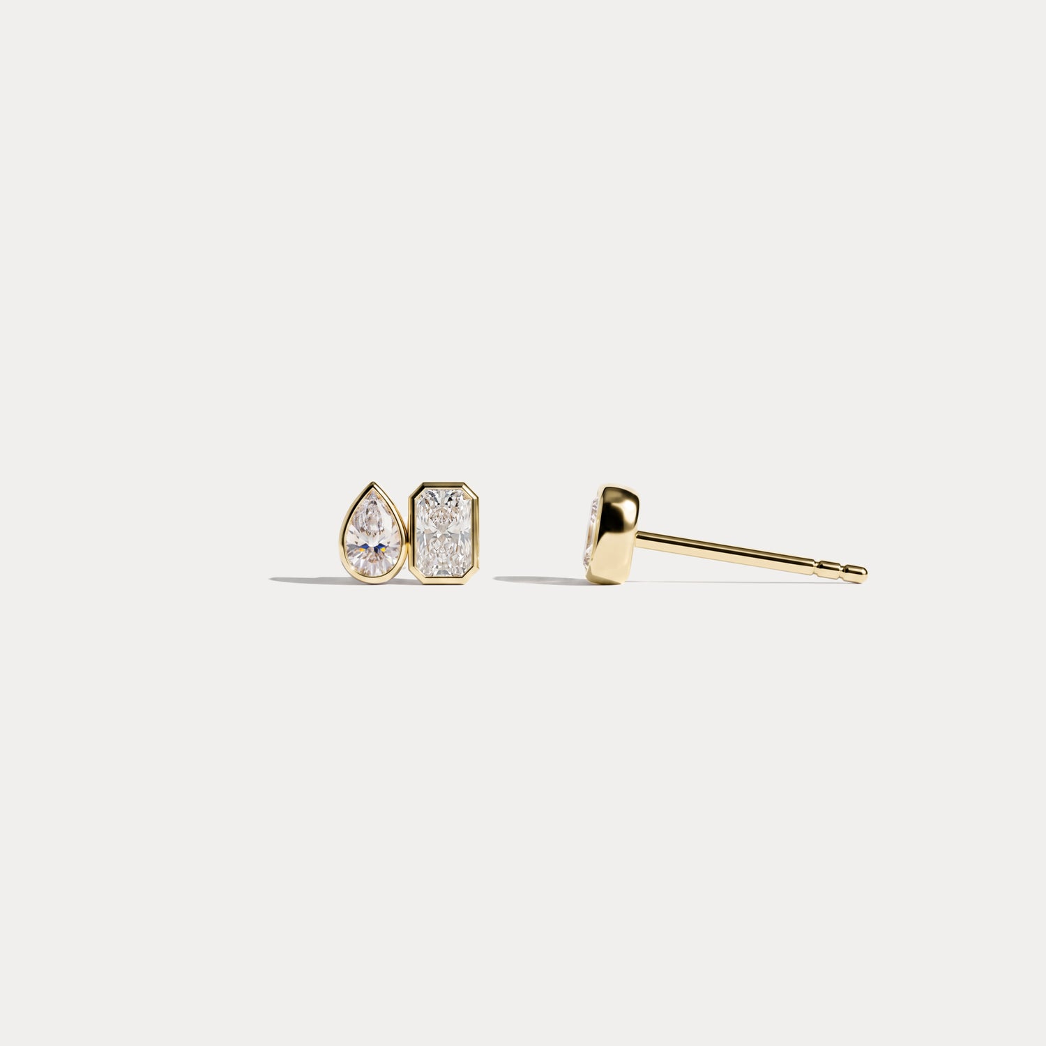 Asymmetrical Mixed-Cut Toi et Moi Lab-Grown Diamond Stud Earrings - Earrings