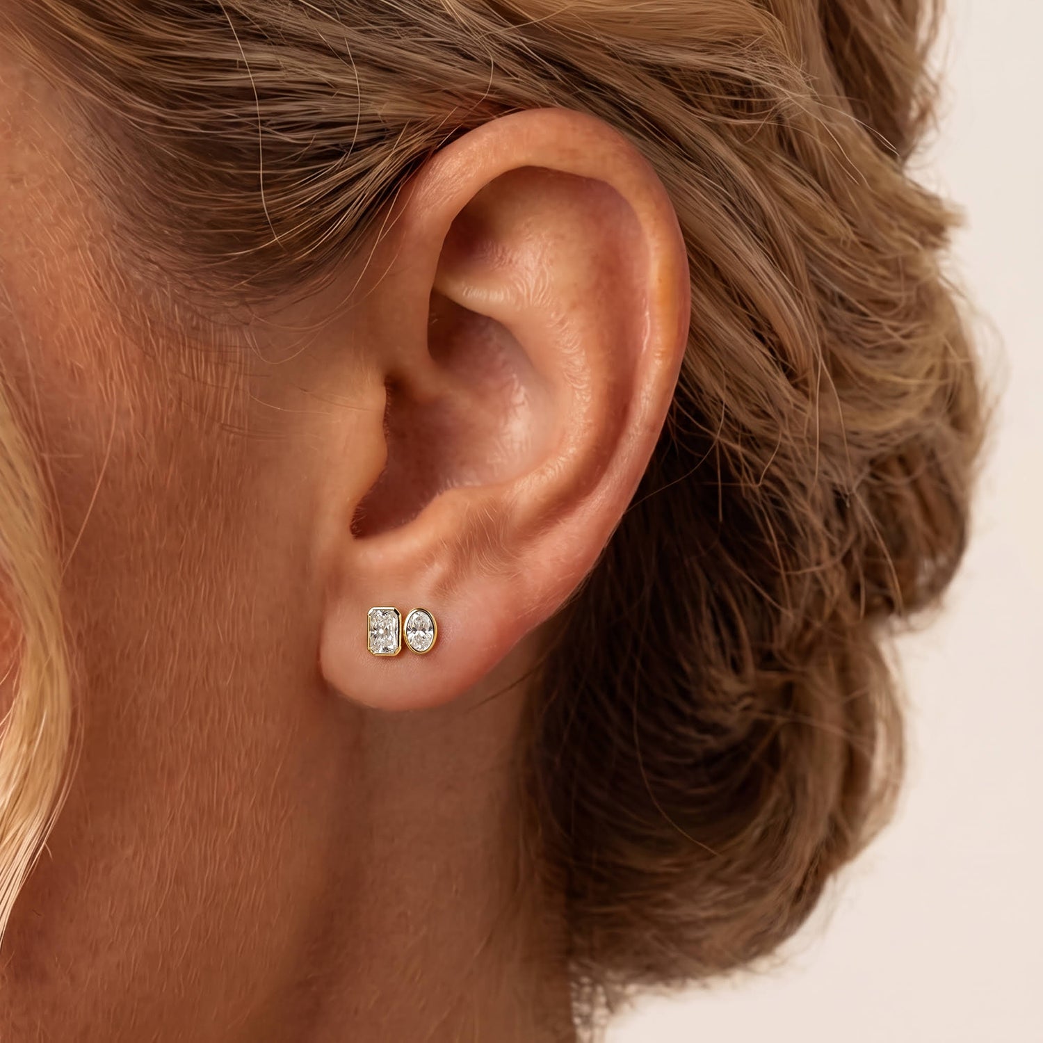 Asymmetrical Mixed-Cut Toi et Moi Lab-Grown Diamond Stud Earrings - Earrings