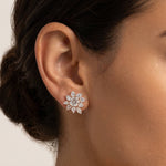 3.96 CTW Asscher Floral Cluster Lab-Grown Diamond Stud Earrings - Earrings