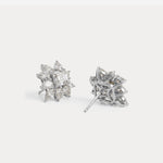 3.96 CTW Asscher Floral Cluster Lab-Grown Diamond Stud Earrings - Earrings