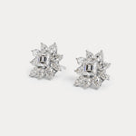 3.96 CTW Asscher Floral Cluster Lab-Grown Diamond Stud Earrings - Earrings