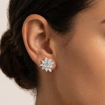 3.96 CTW Asscher Floral Cluster Lab-Grown Diamond Stud Earrings - Earrings