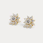 3.96 CTW Asscher Floral Cluster Lab-Grown Diamond Stud Earrings - Earrings