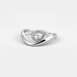 Bezel Pear Diamond Curved Ring in Sterling Silver - Rings