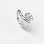 Bezel Pear Diamond Curved Ring in Sterling Silver - Rings