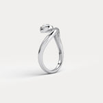 Bezel Pear Diamond Curved Ring in Sterling Silver - Rings