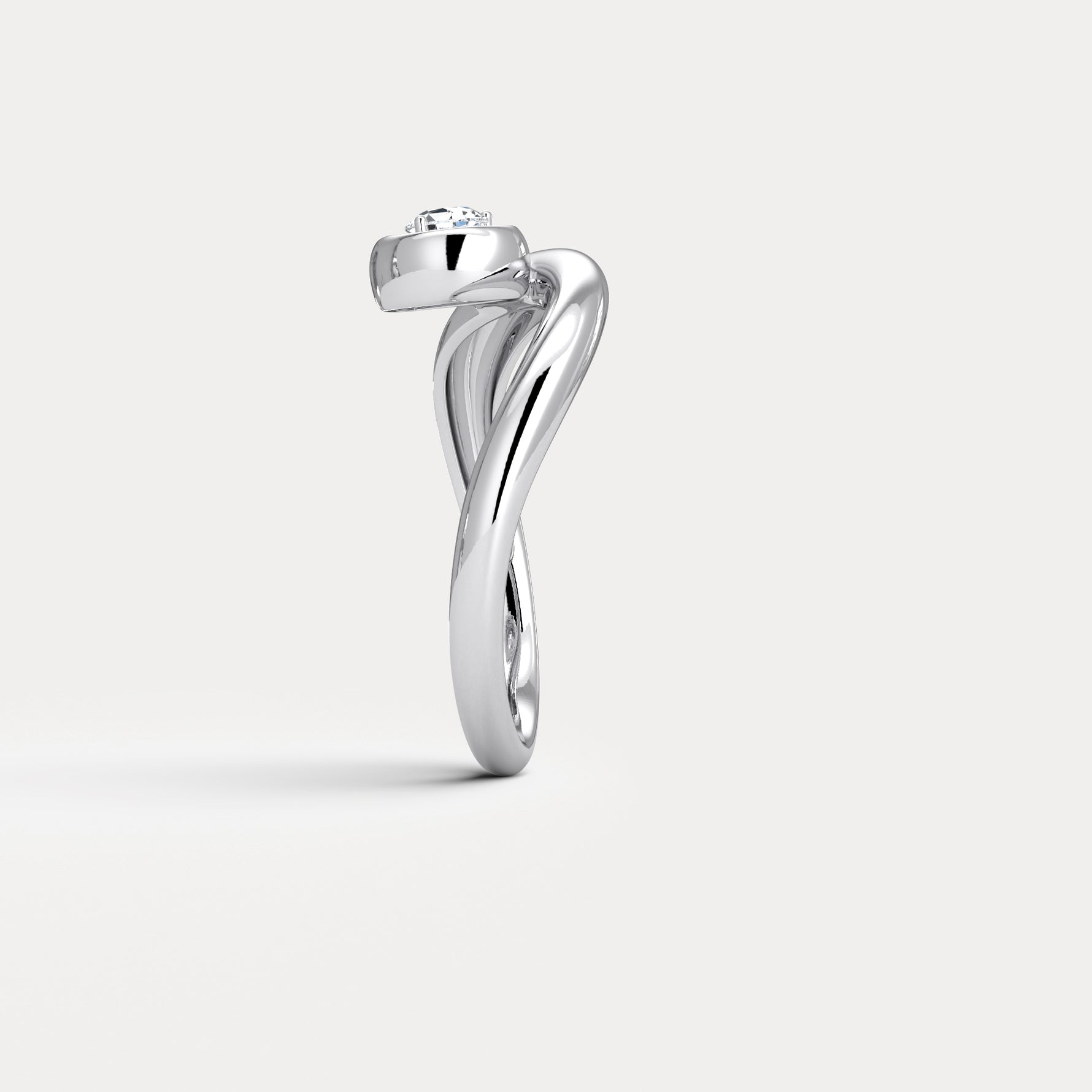 Bezel Pear Diamond Curved Ring in Sterling Silver - Rings