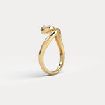 Bezel Pear Diamond Curved Ring in Sterling Silver - Rings