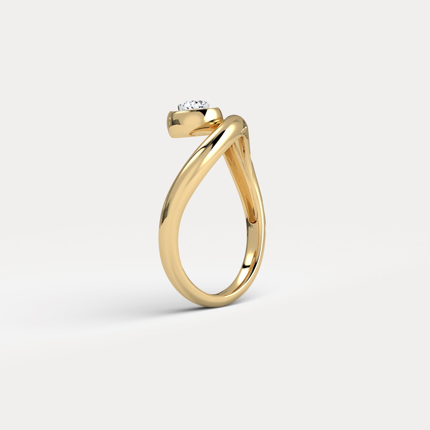 Bezel Pear Diamond Curved Ring in Sterling Silver - Rings