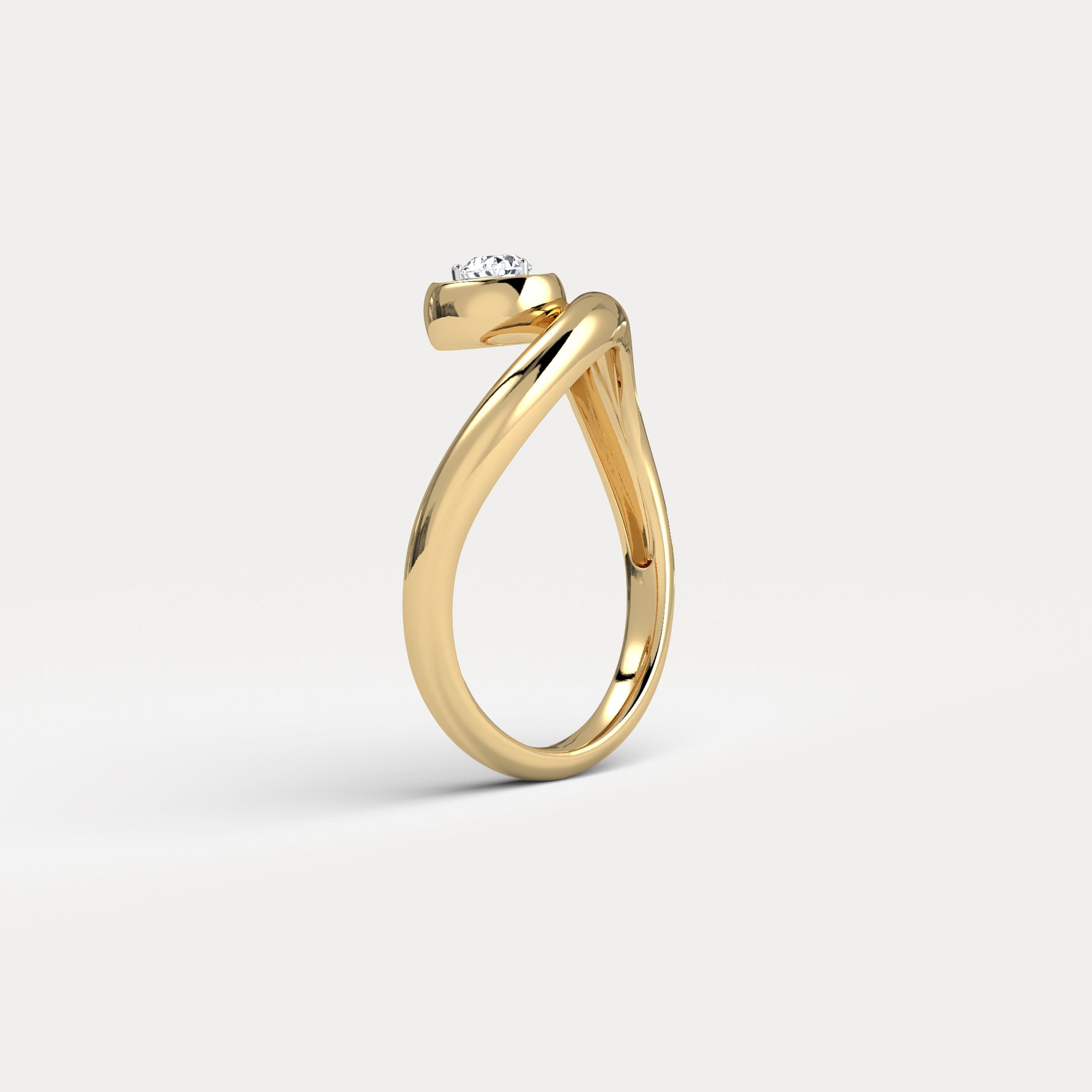 Bezel Pear Diamond Curved Ring in Sterling Silver - Rings