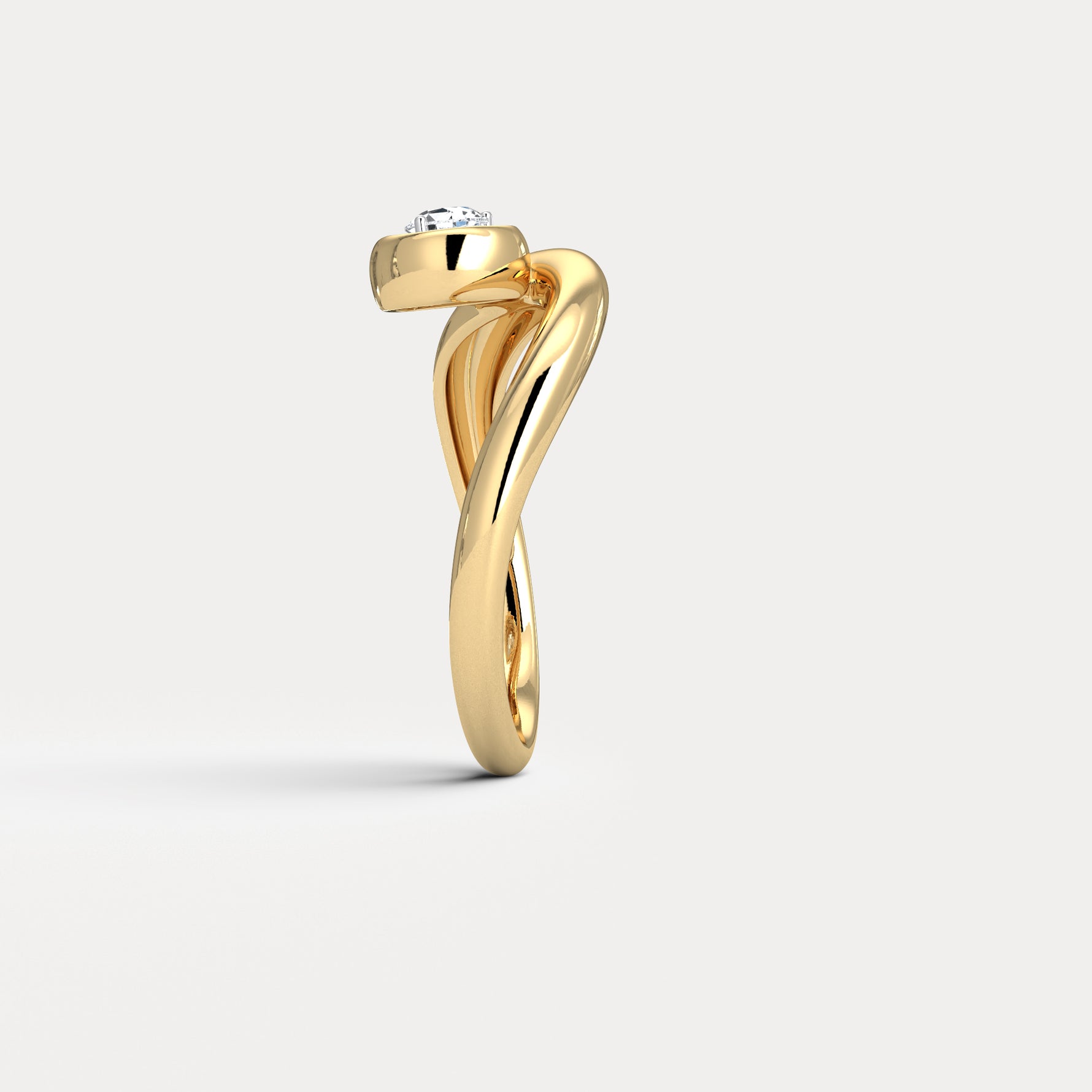 Bezel Pear Diamond Curved Ring in Sterling Silver - Rings