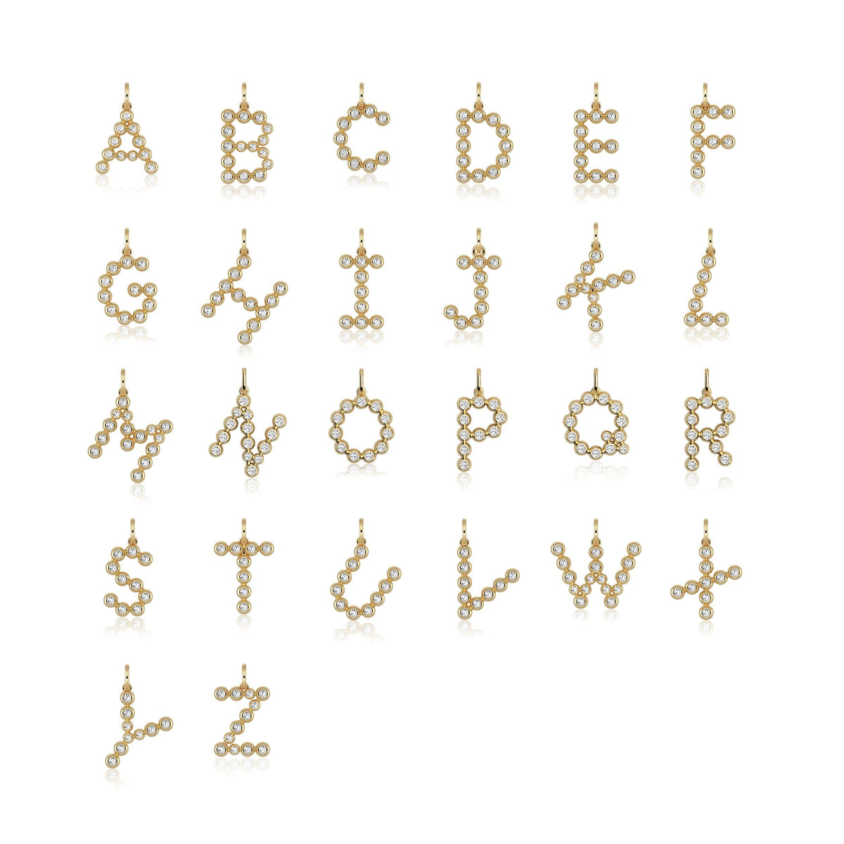 Sterling Silver Initial Letter Necklace – Bubble Pendant - Necklaces