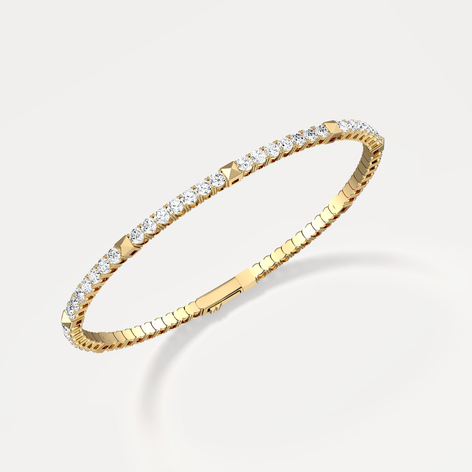 4.73CTW Lab-grown Diamond Flexible Bangle Bracelets in 14K Solid Gold