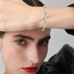 5CTW Lab Created Diamond&Emerald Flexible Bangle Bracelet in Sterling Silver - Bracelets
