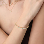 3.52CTW DEW Moissanite Flexible Bangle Bracelet with Lab Created Emerald - 