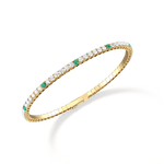 3.52CTW DEW Moissanite Flexible Bangle Bracelet with Lab Created Emerald - 