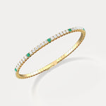 5CTW Lab Created Diamond&Emerald Flexible Bangle Bracelet in Sterling Silver - Bracelets