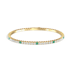 3.52CTW DEW Moissanite Flexible Bangle Bracelet with Lab Created Emerald - 