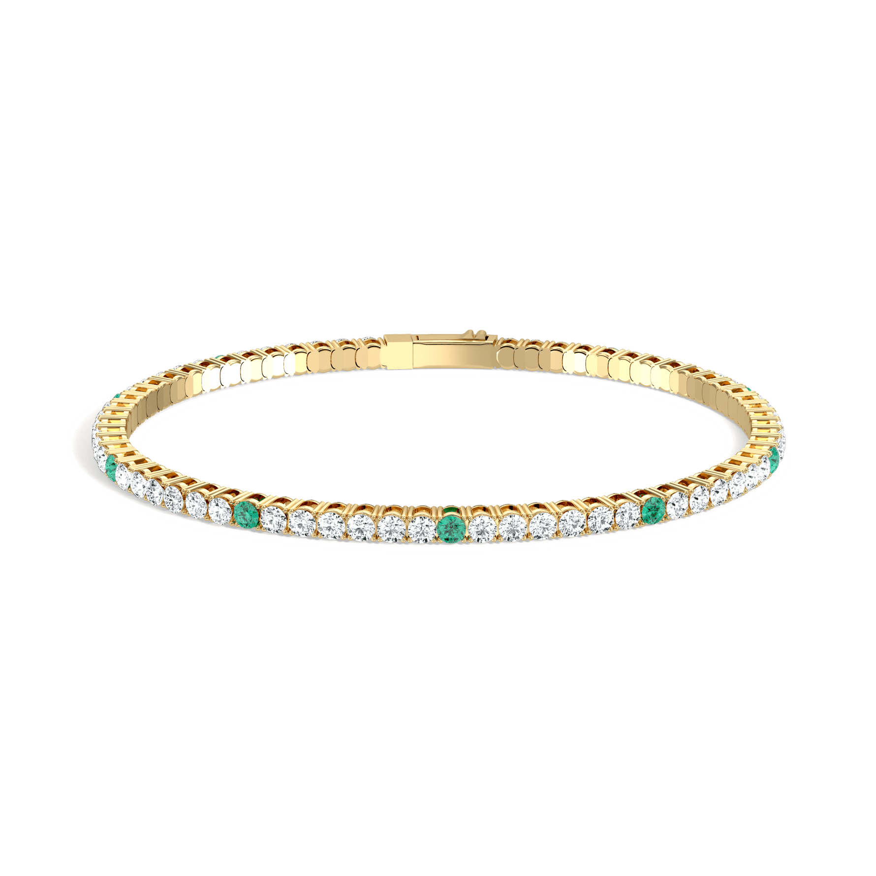 3.52CTW DEW Moissanite Flexible Bangle Bracelet with Lab Created Emerald - 