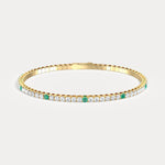 5CTW Lab Created Diamond&Emerald Flexible Bangle Bracelet in Sterling Silver - Bracelets