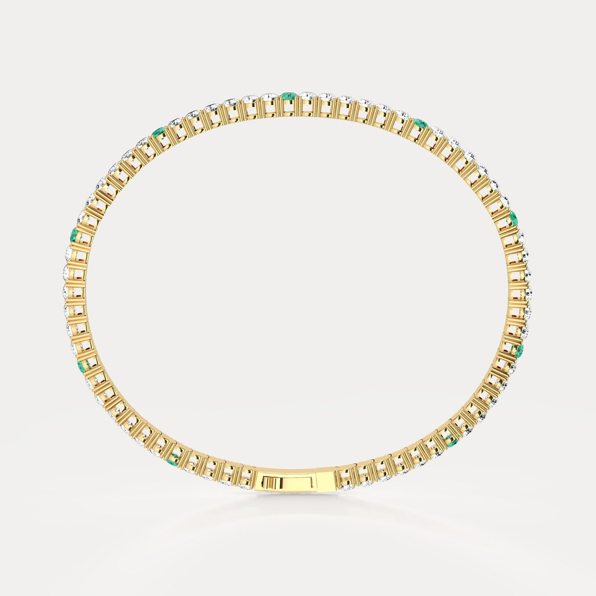 5CTW Lab Created Diamond&Emerald Flexible Bangle Bracelet in Sterling Silver - Bracelets