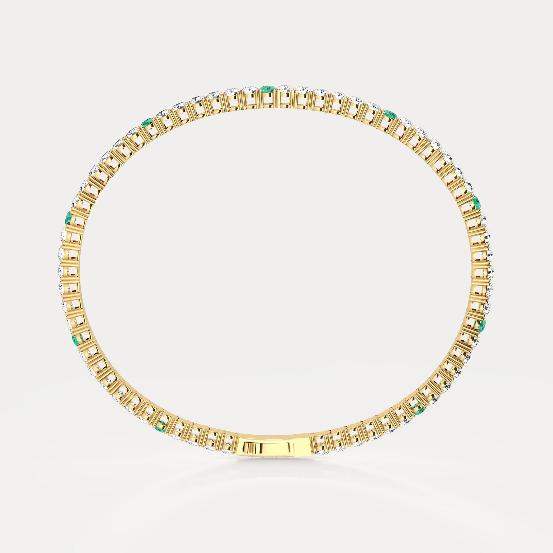 5CTW Lab Created Diamond&Emerald Flexible Bangle Bracelet in Sterling Silver - Bracelets