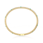 3.52CTW DEW Moissanite Flexible Bangle Bracelet with Lab Created Emerald - 