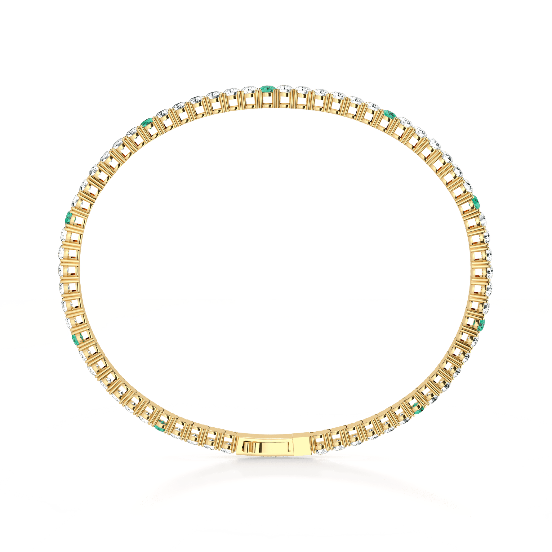 3.52CTW DEW Moissanite Flexible Bangle Bracelet with Lab Created Emerald - 