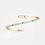 5CTW Lab Created Diamond&Emerald Flexible Bangle Bracelet in Sterling Silver - Bracelets