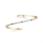 3.52CTW DEW Moissanite Flexible Bangle Bracelet with Lab Created Emerald - 