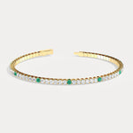 5CTW Lab Created Diamond&Emerald Flexible Bangle Bracelet in Sterling Silver - Bracelets