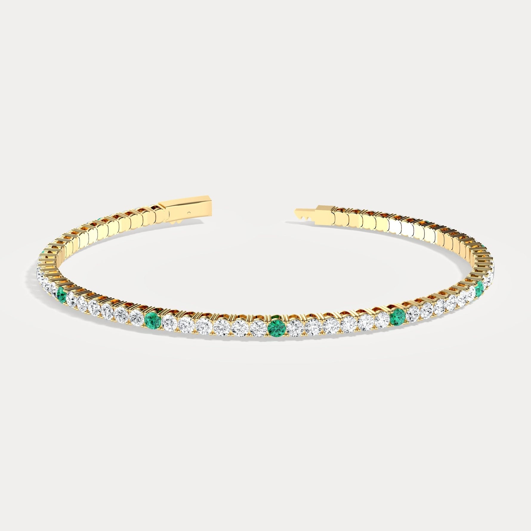 5CTW Lab Created Diamond&Emerald Flexible Bangle Bracelet in Sterling Silver - Bracelets
