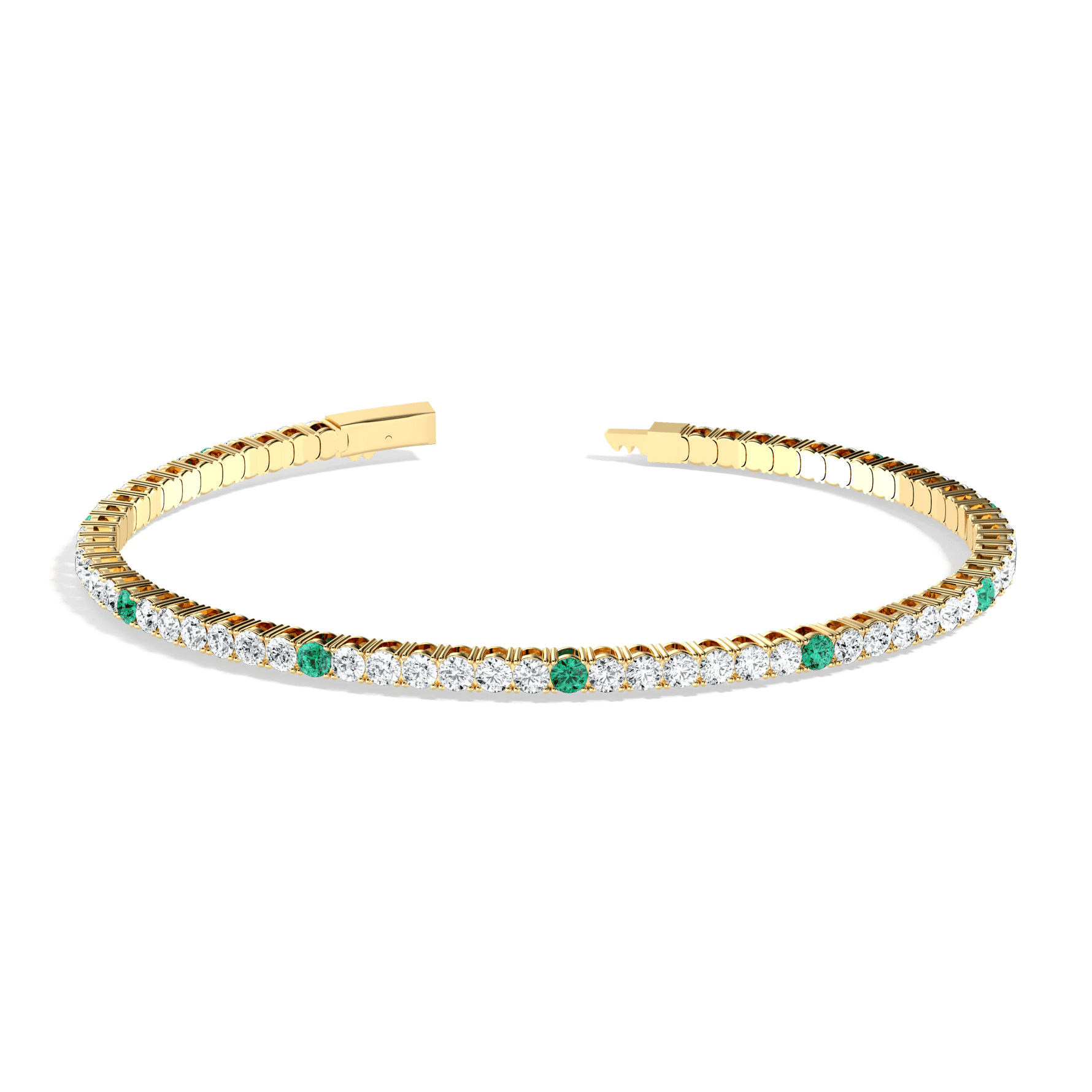 3.52CTW DEW Moissanite Flexible Bangle Bracelet with Lab Created Emerald - 