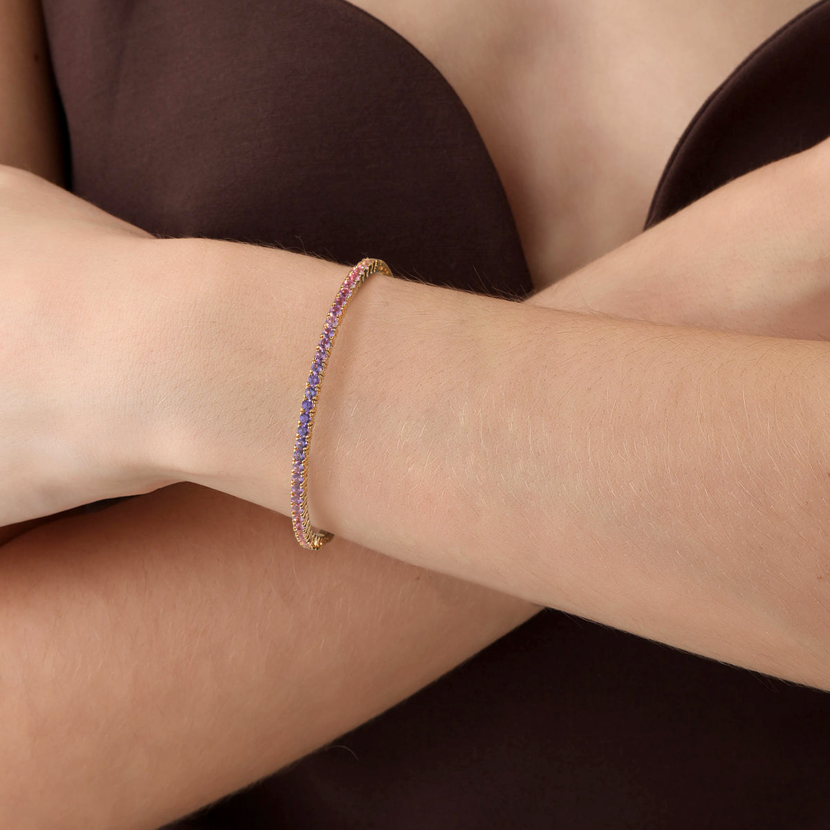 Lab - Grown Sapphire Flexible Bangle Bracelet - Bracelets