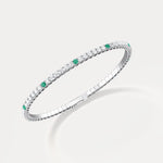 5CTW Lab Created Diamond&Emerald Flexible Bangle Bracelet in Sterling Silver - Bracelets