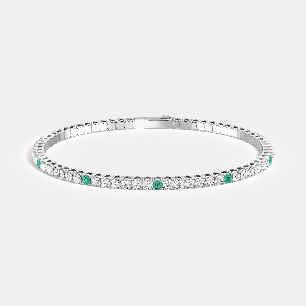 5CTW Lab Created Diamond&Emerald Flexible Bangle Bracelet in Sterling Silver - Bracelets