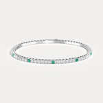 5CTW Lab Created Diamond&Emerald Flexible Bangle Bracelet in Sterling Silver - Bracelets
