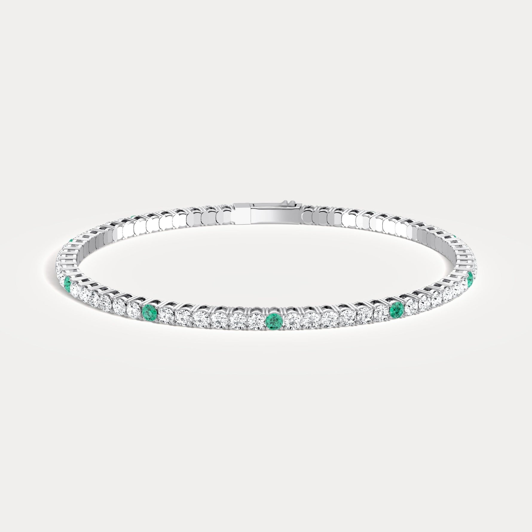 5CTW Lab Created Diamond&Emerald Flexible Bangle Bracelet in Sterling Silver - Bracelets