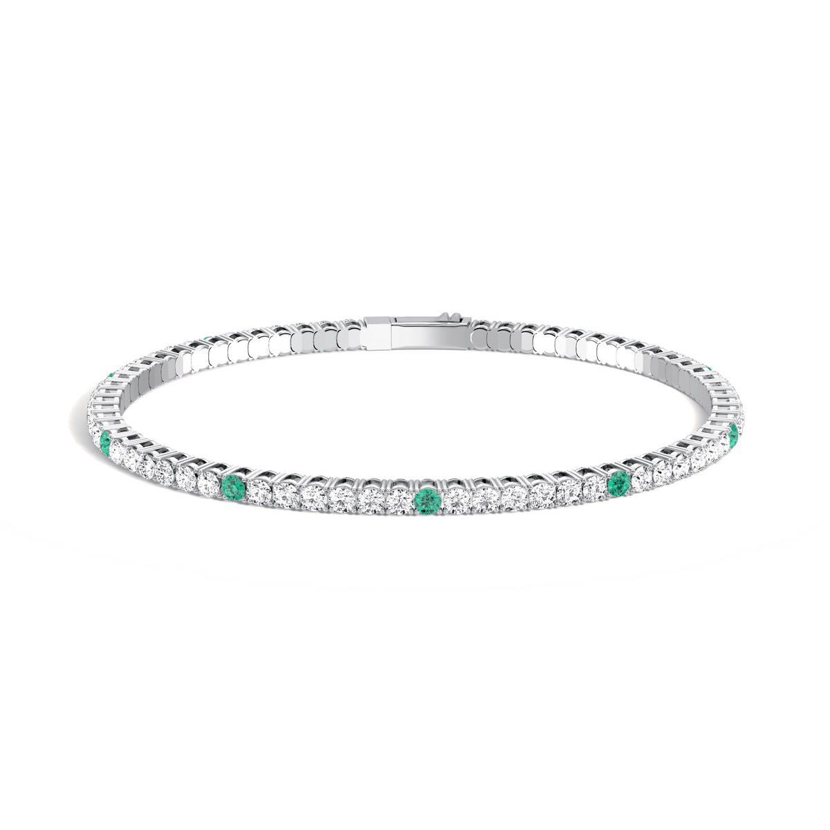 Lab Created Emerald Flexible Bangle Bracelet in 14K Solid Gold - Bracelets
